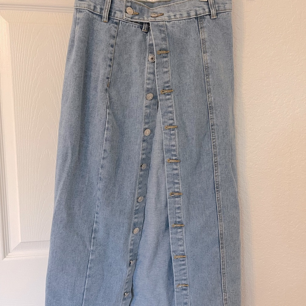 Denim Long Button Down Skirt